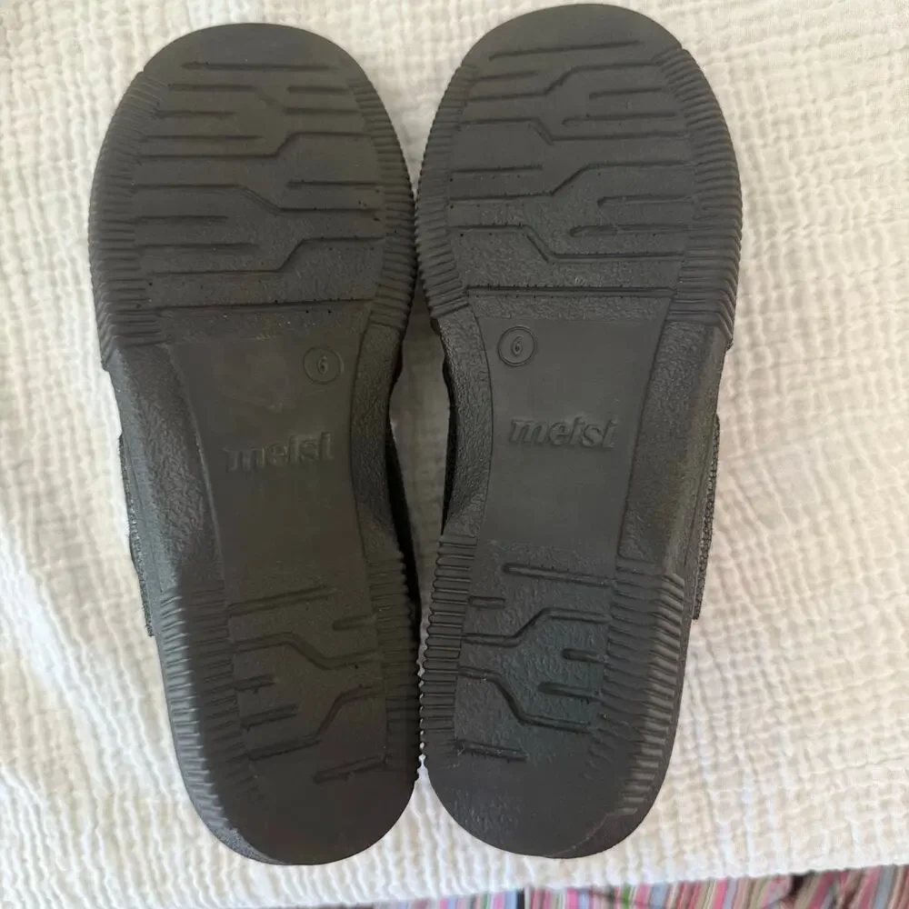 Meisi Women Sandals Size 6 Slides Black Leather Comfort Adjustable Strap Germany
